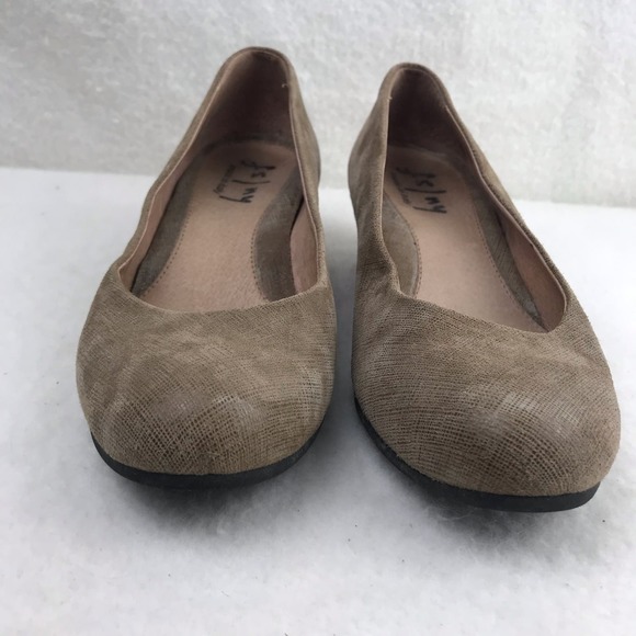 FS/NY Made in Italy Low Wedge Ballet Flats Shoes Slip-On Shimmer Taupe Size 6 - Picture 2 of 13